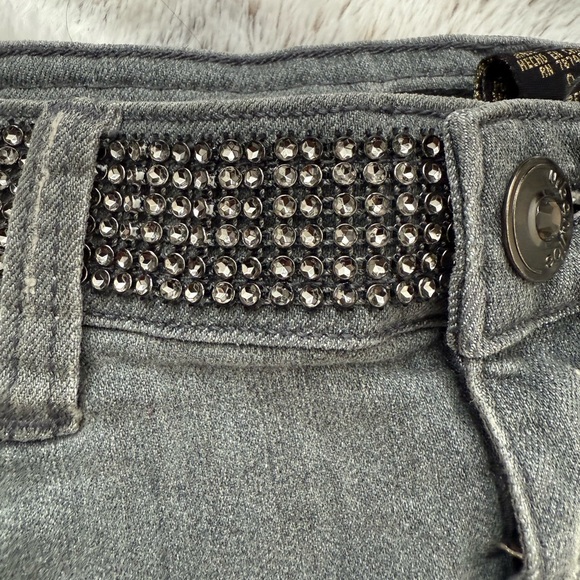 Gray Denim Mini Skirt with Studded Belt - Picture 6 of 6